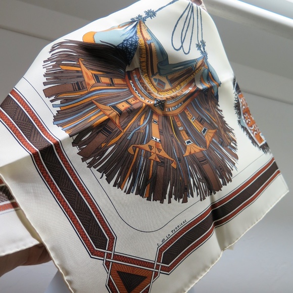 Hermes Accessories - HERMES Silk Scarf/Shawl - Carre Cuirs Du Desert